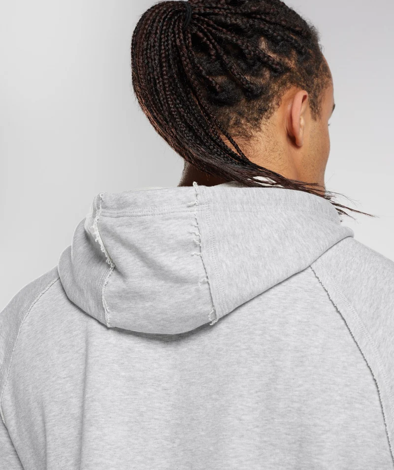 Gymshark Legacy Short Sleeve Cropped Hoodie - Light Grey Marl