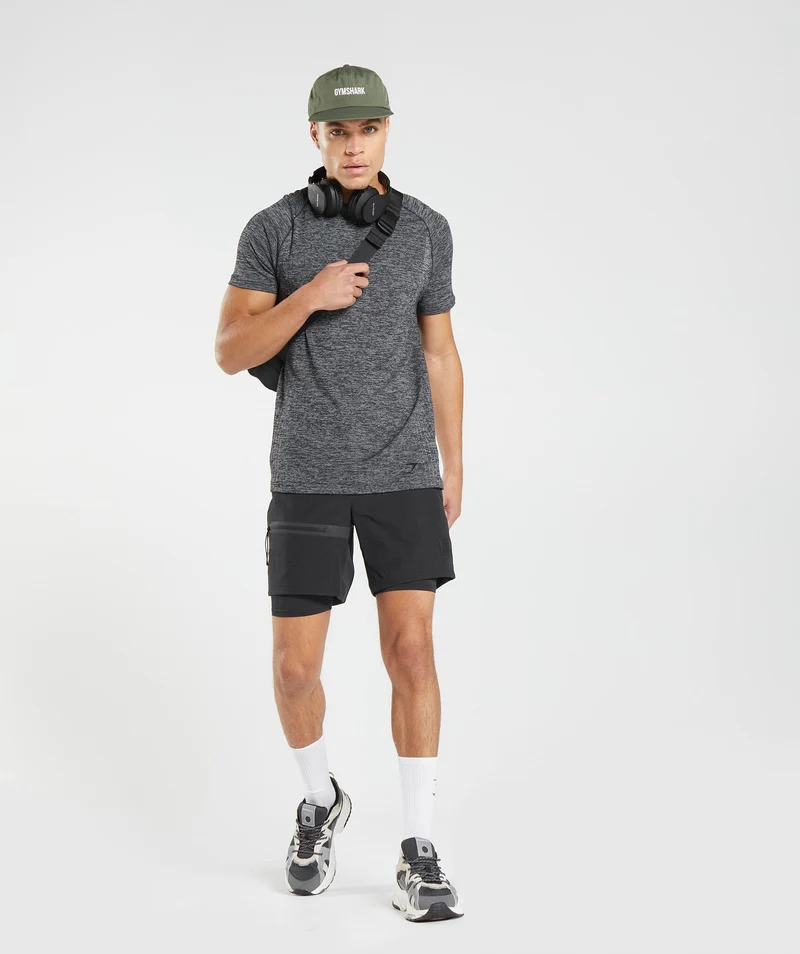 Gymshark Retake Seamless T-Shirt - Black/White Marl
