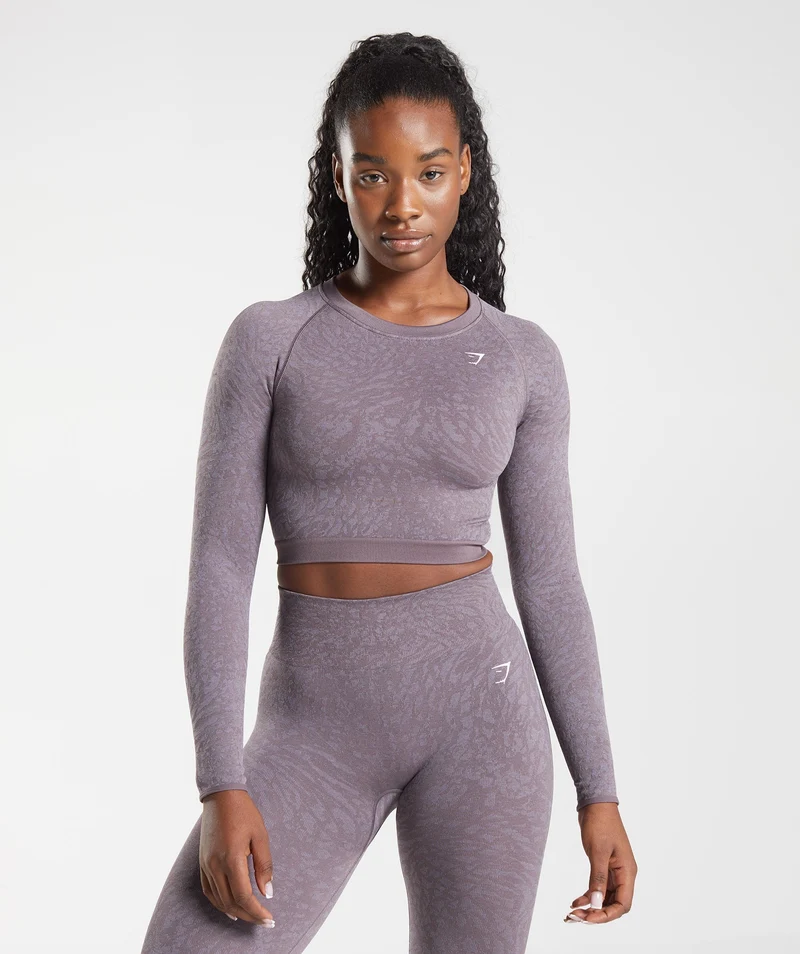 Gymshark Adapt Animal Seamless Lace Up Back Top - Wild | Musk Lilac