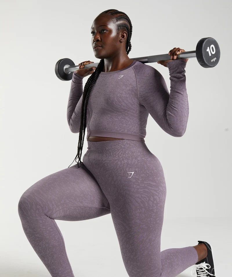 Gymshark Adapt Animal Seamless Lace Up Back Top - Wild | Musk Lilac