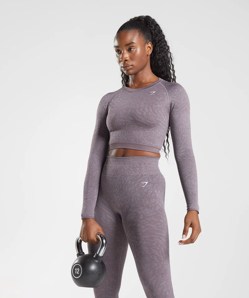 Gymshark Adapt Animal Seamless Lace Up Back Top - Wild | Musk Lilac