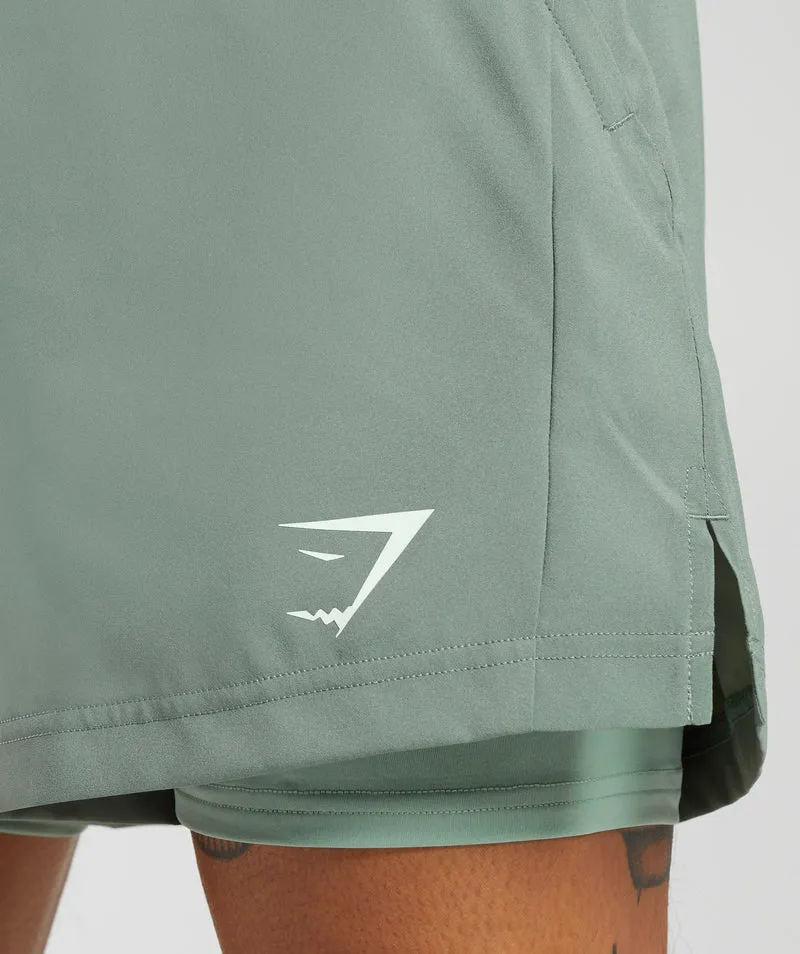 Gymshark Sport 5" 2 In 1 Shorts - Willow Green/Desert Sage Green
