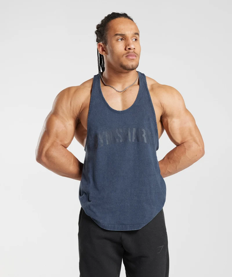 Gymshark Power Washed Stringer - Evening Blue
