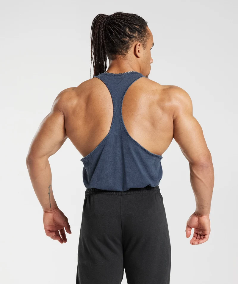 Gymshark Power Washed Stringer - Evening Blue