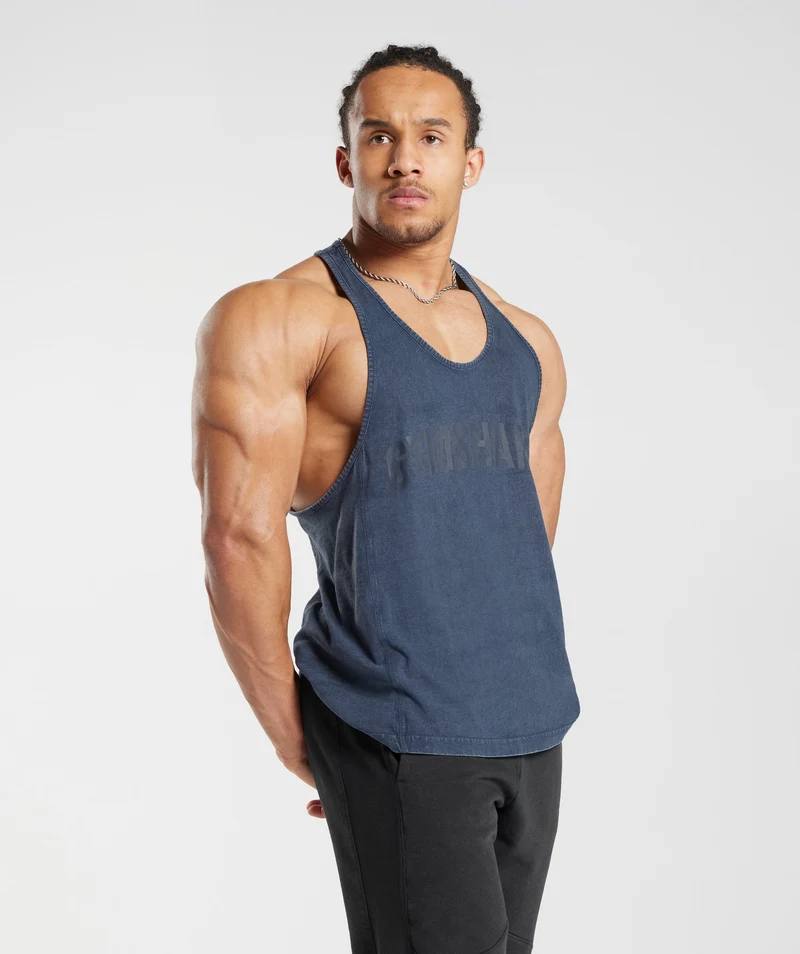 Gymshark Power Washed Stringer - Evening Blue