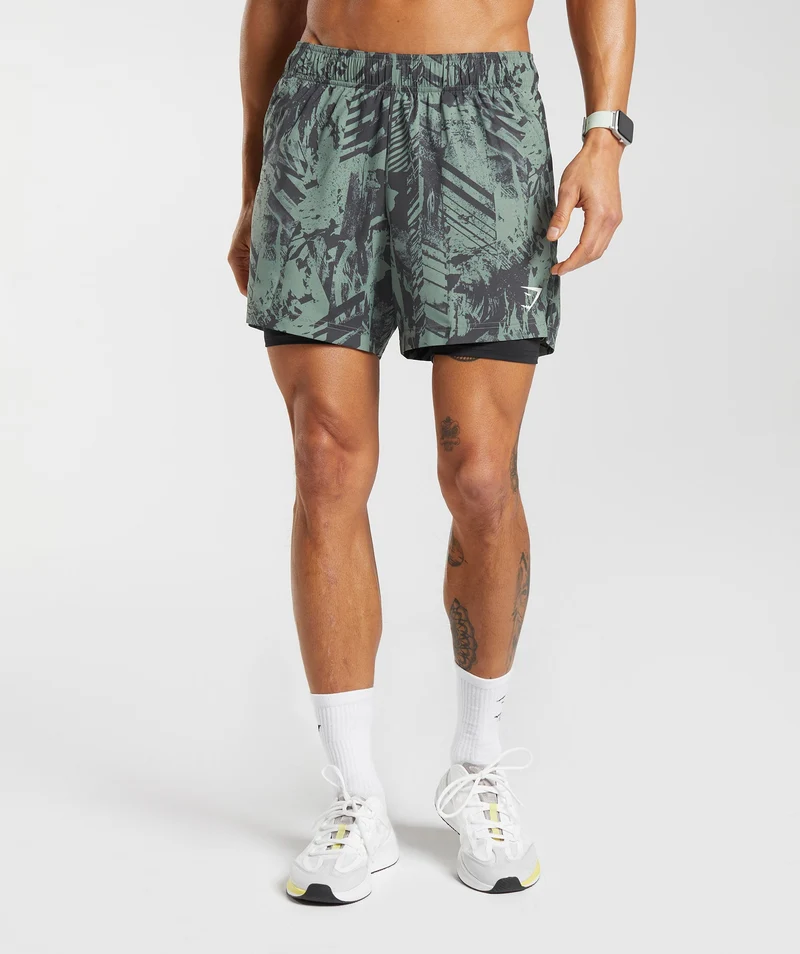 Gymshark Sport 5" 2 In 1 Shorts - Willow Green/Black