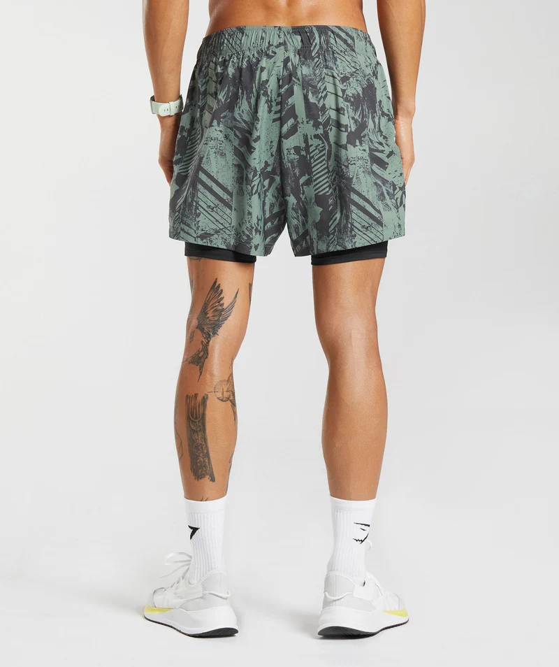Gymshark Sport 5" 2 In 1 Shorts - Willow Green/Black