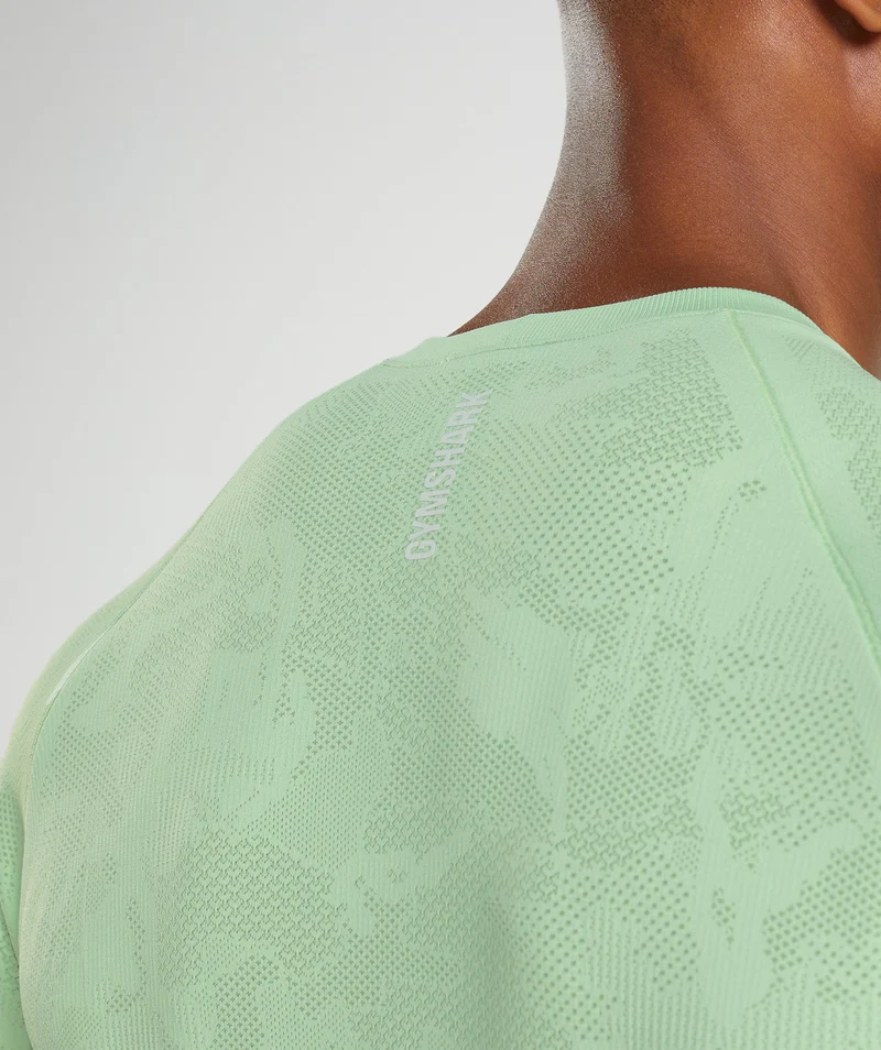 Gymshark Geo Seamless Long Sleeve T-Shirt - Aloe Green/Tea Green