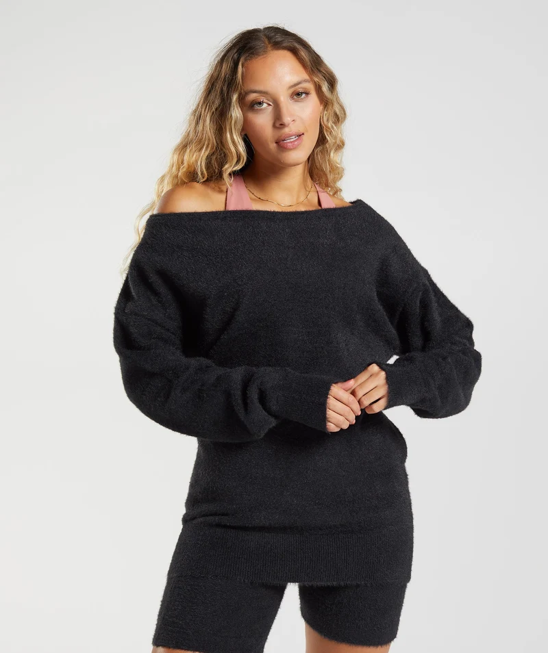 Gymshark Whitney Oversized Eyelash Knit Sweater - Black