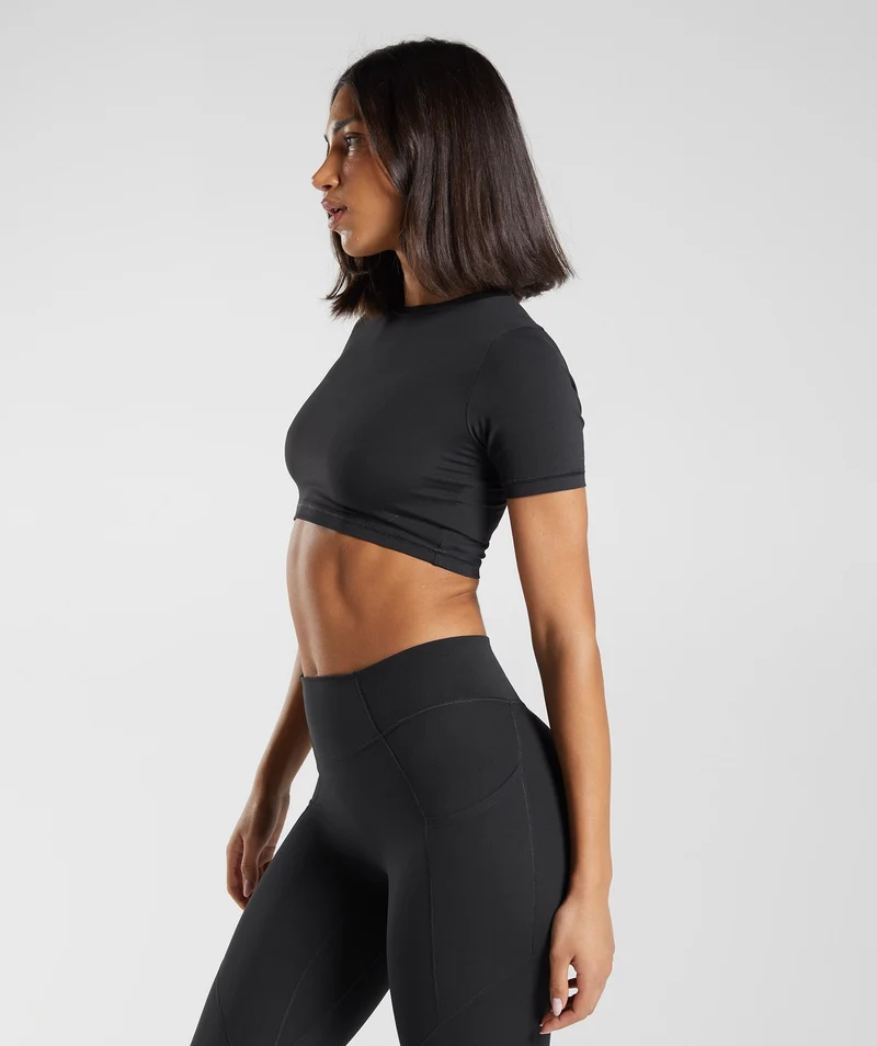 Gymshark Whitney Short Sleeve Crop Top - Black