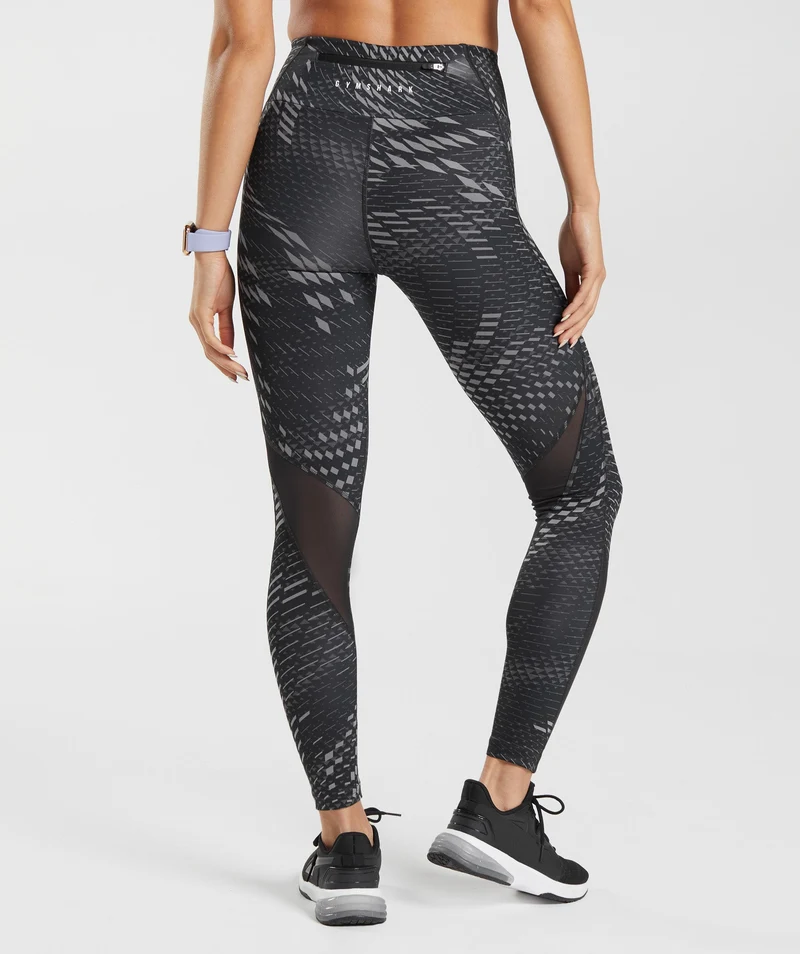 Gymshark Sport Running Leggings - Black Print