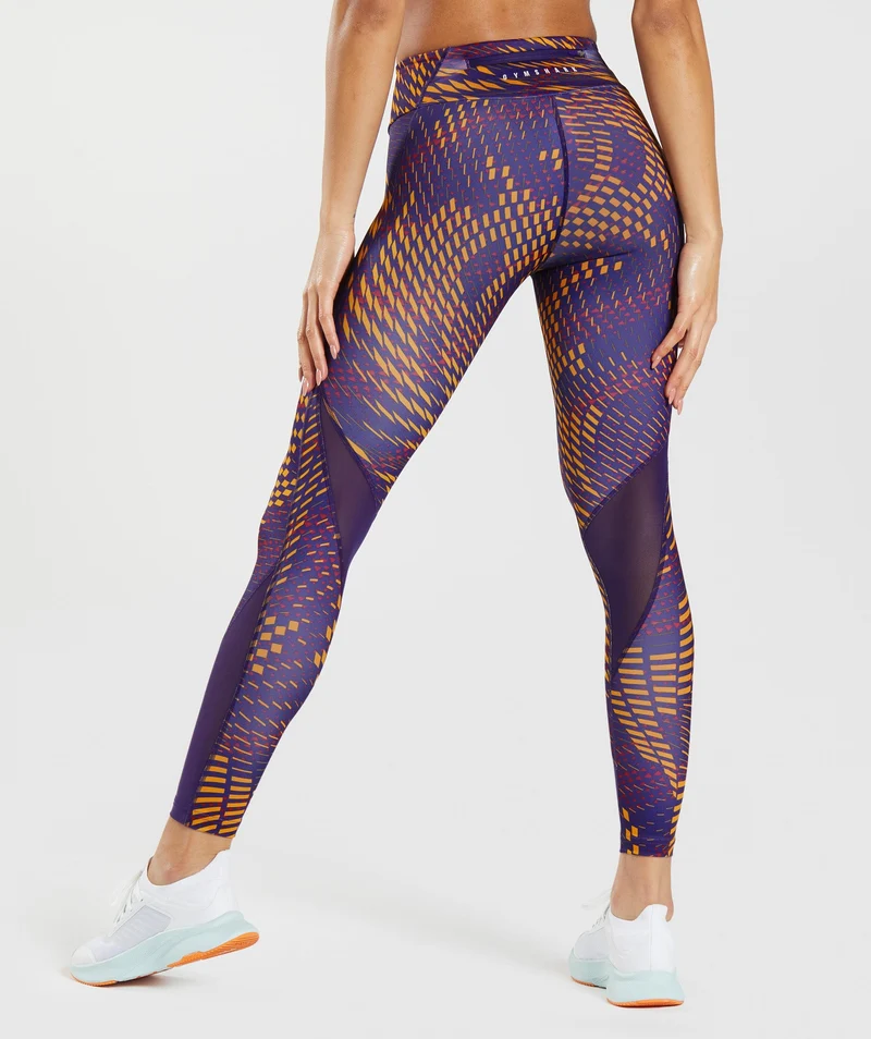Gymshark Sport Running Leggings - Neptune Purple Print