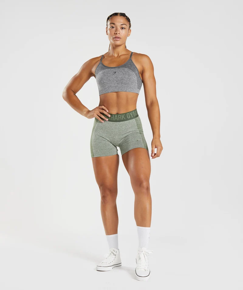 Gymshark Flex Shorts - Marsh Green Marl/ Core Olive