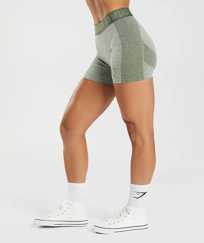 Gymshark Flex Shorts - Marsh Green Marl/ Core Olive