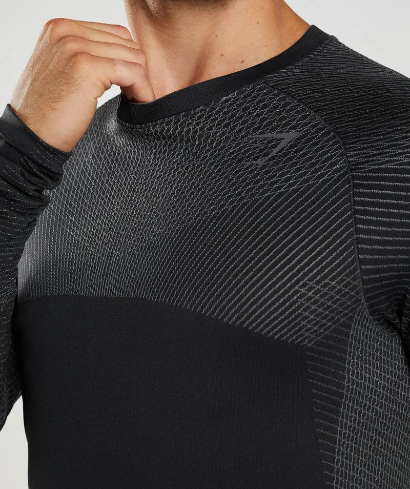 Gymshark Apex Seamless Long Sleeve T-Shirt - Black/Silhouette Grey