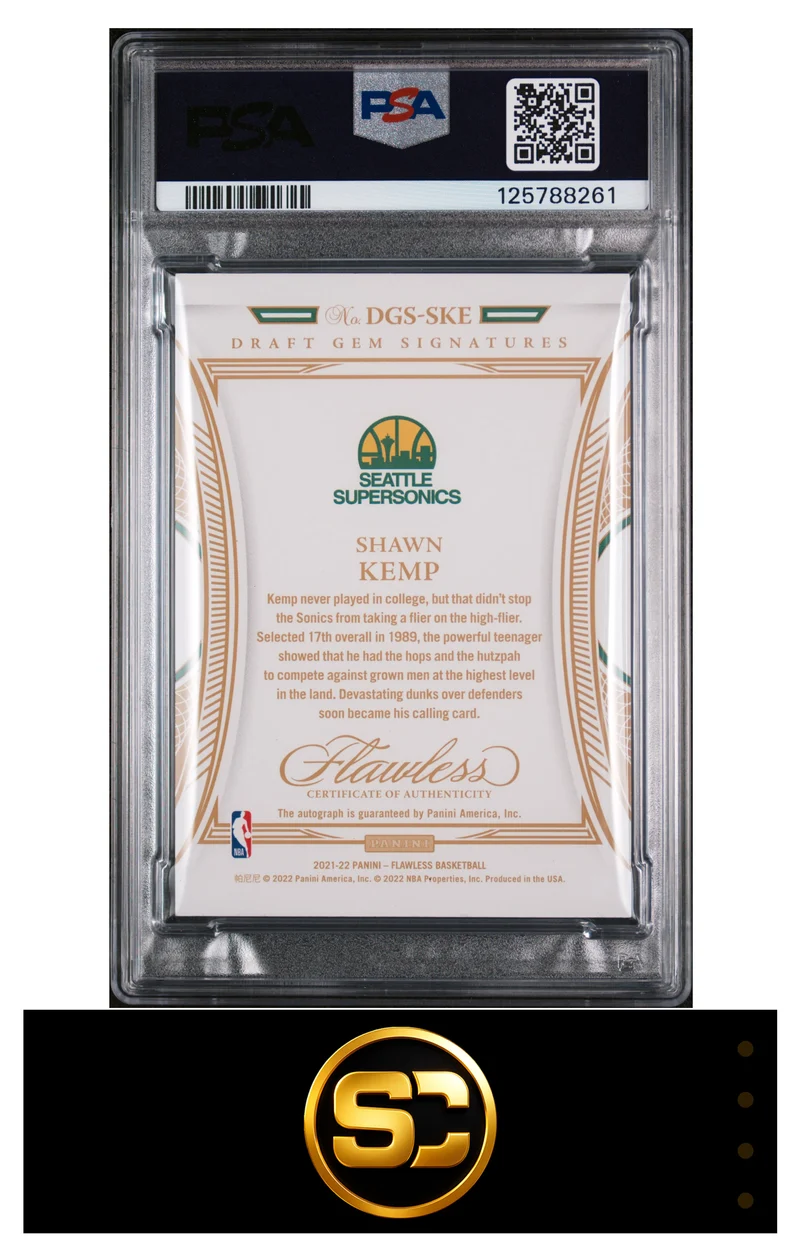 Shawn Kemp 2021-22 Panini Flawless Draft Gem Signature Auto /25 PSA 9