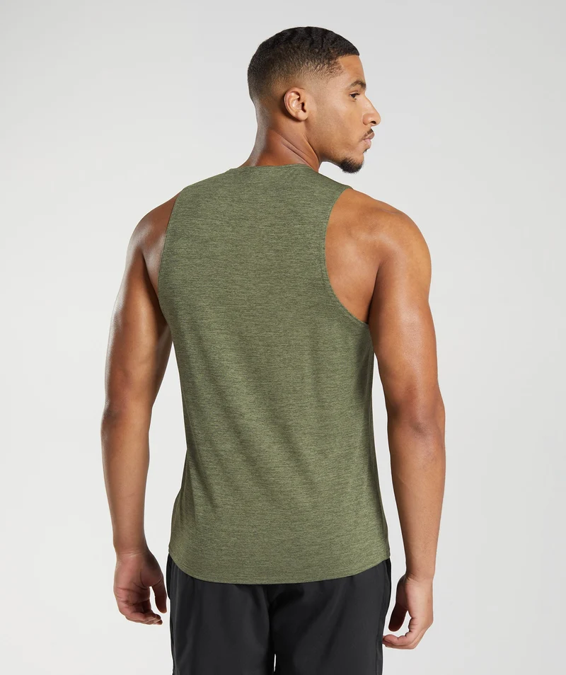 Gymshark Arrival Slim Marl Tank - Core Olive/Kalamata Olive Marl