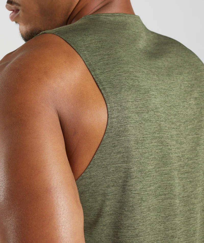 Gymshark Arrival Slim Marl Tank - Core Olive/Kalamata Olive Marl