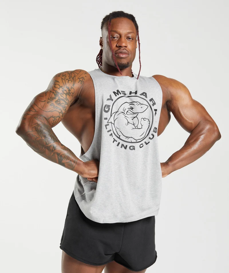 Gymshark Legacy Drop Arm Tank - Light Grey Marl