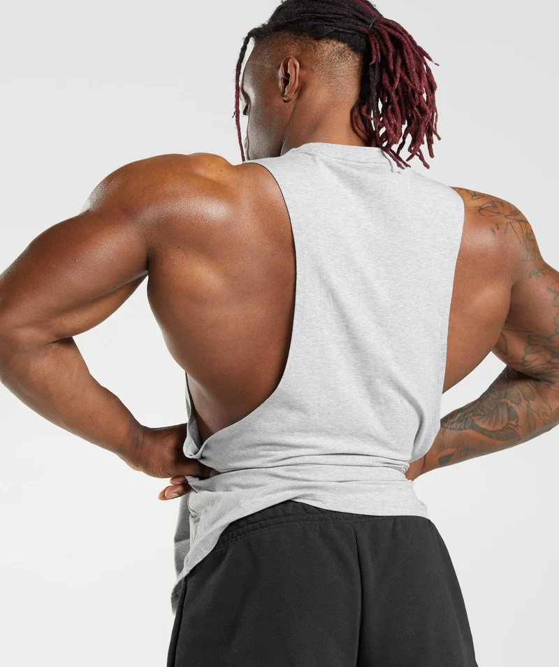 Gymshark Legacy Drop Arm Tank - Light Grey Marl