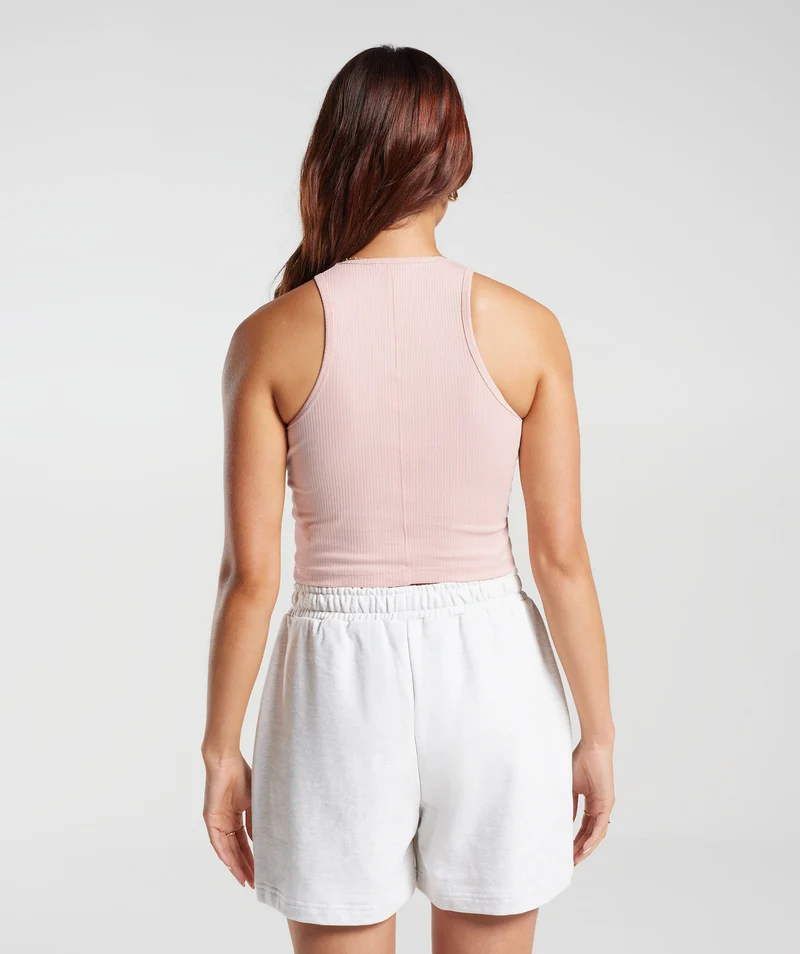 Gymshark Cotton Rib Midi Tank - Misty Pink