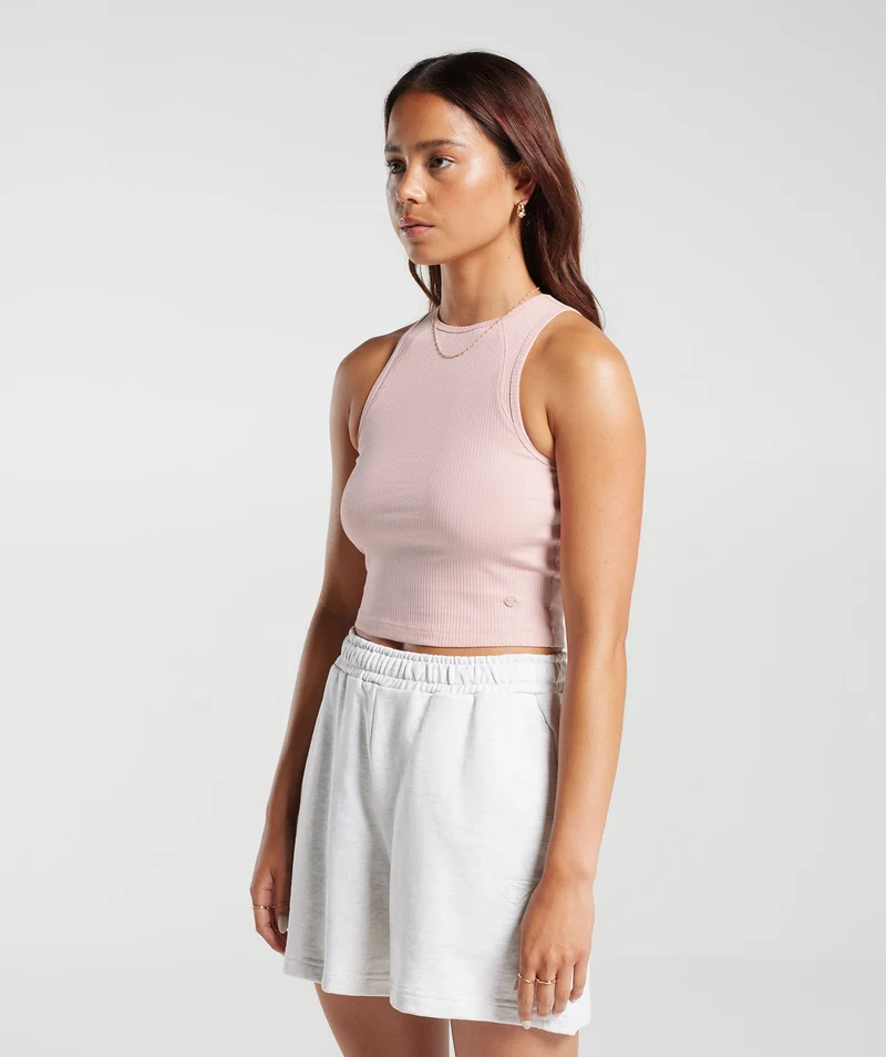 Gymshark Cotton Rib Midi Tank - Misty Pink