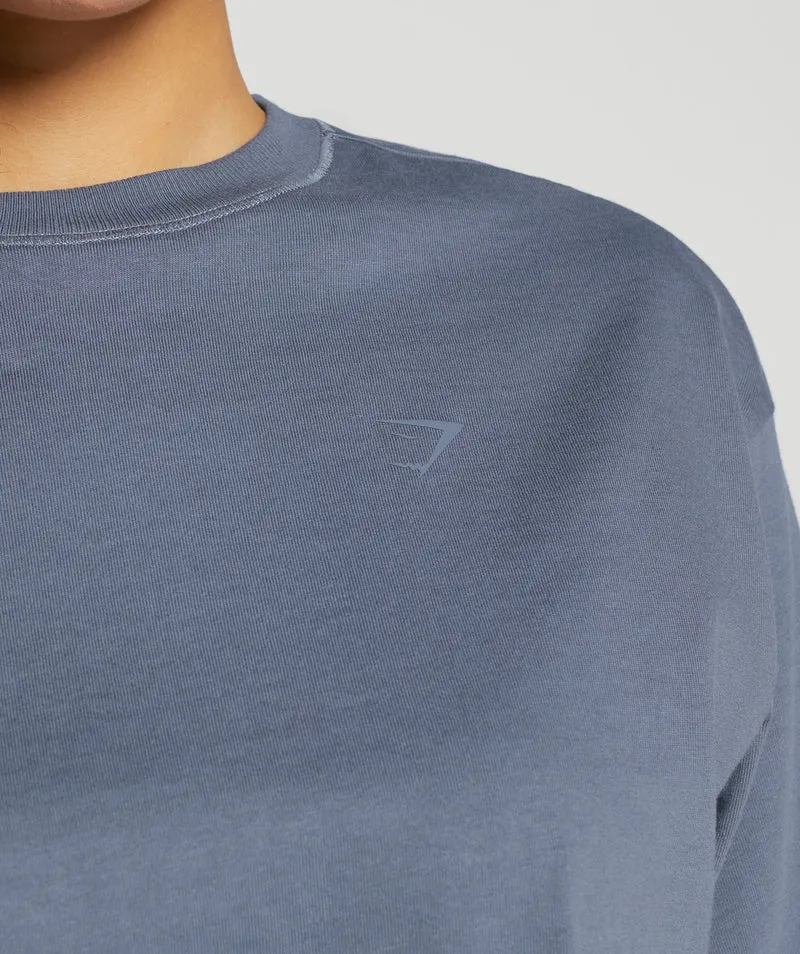 Gymshark Cotton Oversized Long Sleeve Top - Evening Blue