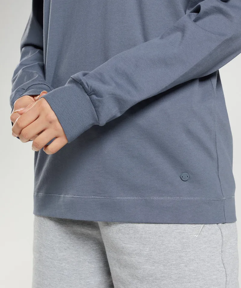 Gymshark Cotton Oversized Long Sleeve Top - Evening Blue