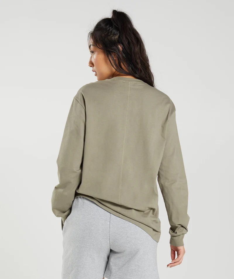 Gymshark Cotton Oversized Long Sleeve Top - Earthy Brown