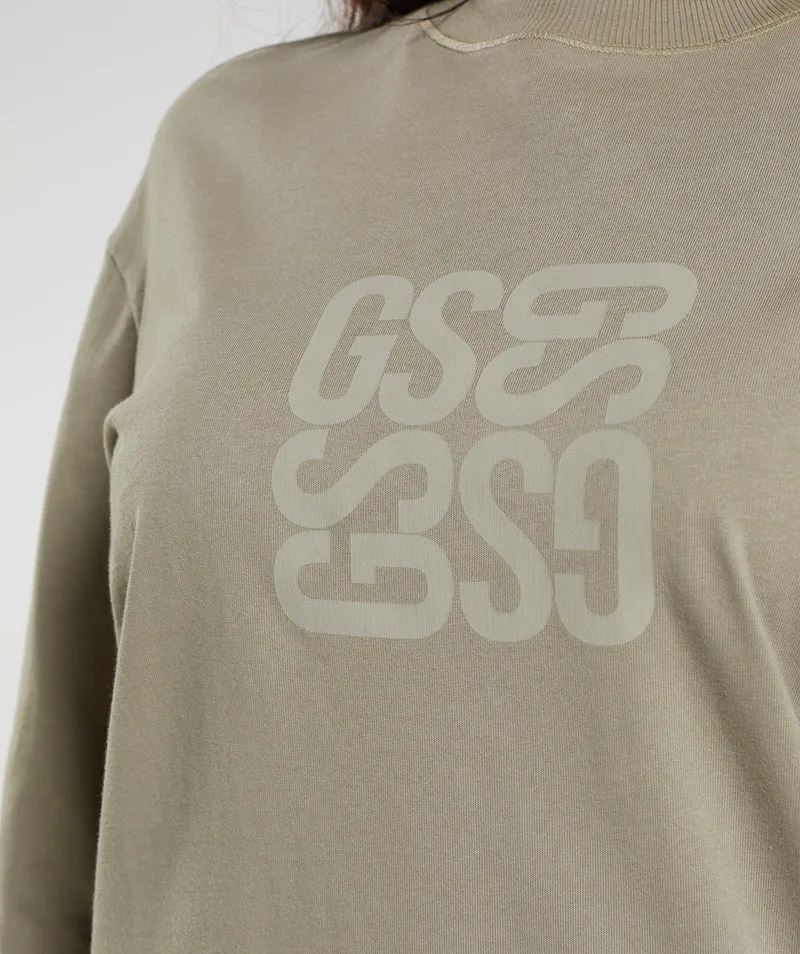 Gymshark Cotton Oversized Long Sleeve Top - Earthy Brown