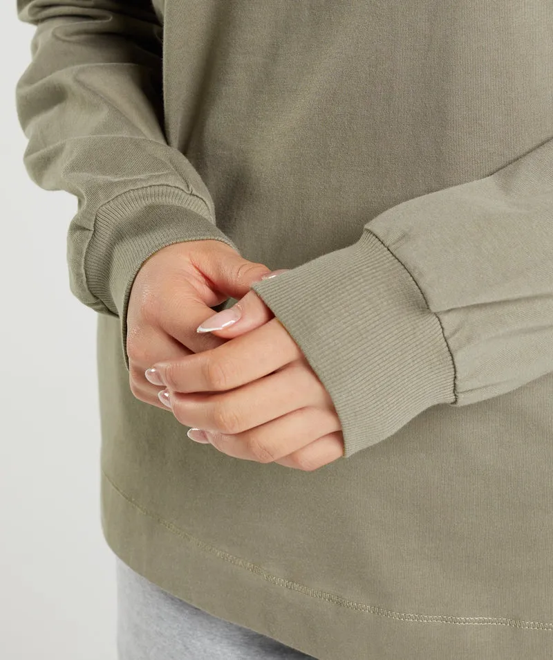 Gymshark Cotton Oversized Long Sleeve Top - Earthy Brown