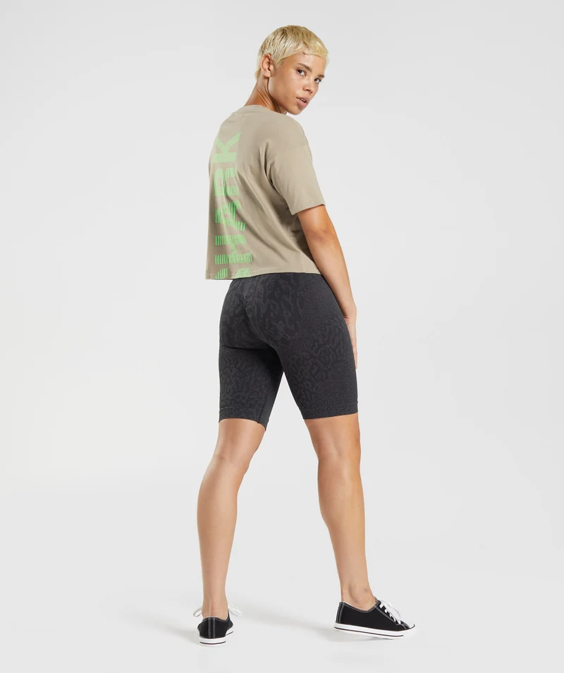 Gymshark 315 Midi T-Shirt - Cement Brown/Fluo Lime
