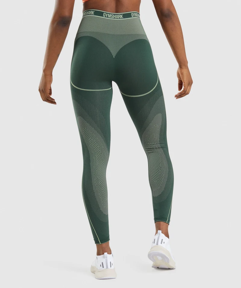 Gymshark Apex Seamless High Rise Leggings - Obsidian Green/Cucumber Green