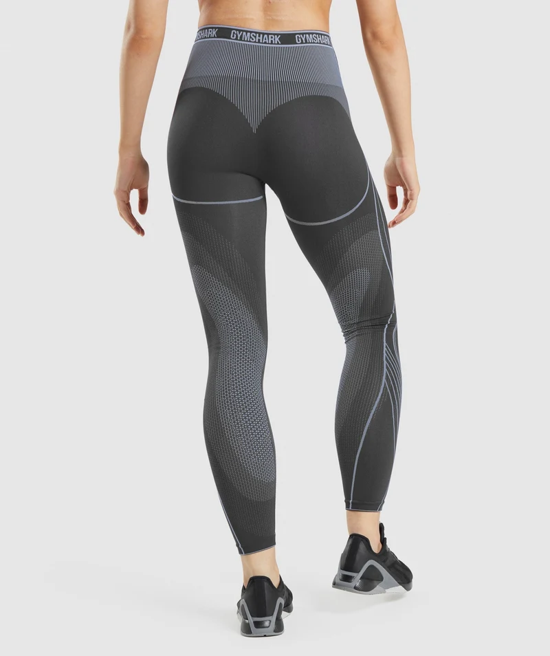 Gymshark Apex Seamless High Rise Leggings - Onyx Grey/Lavender Blue