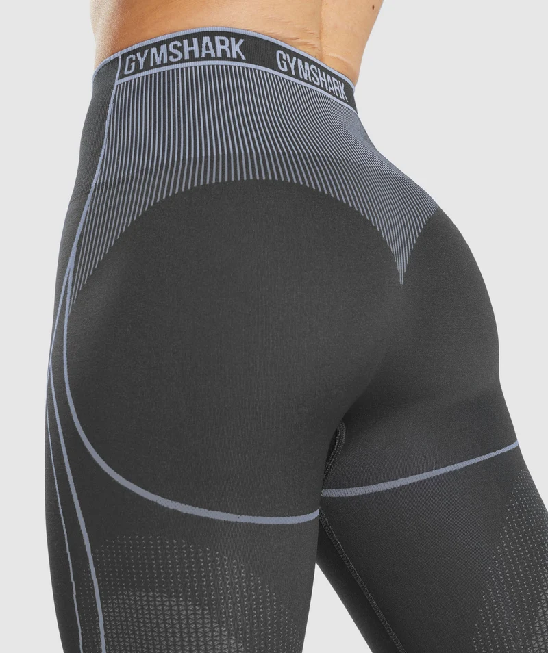 Gymshark Apex Seamless High Rise Leggings - Onyx Grey/Lavender Blue
