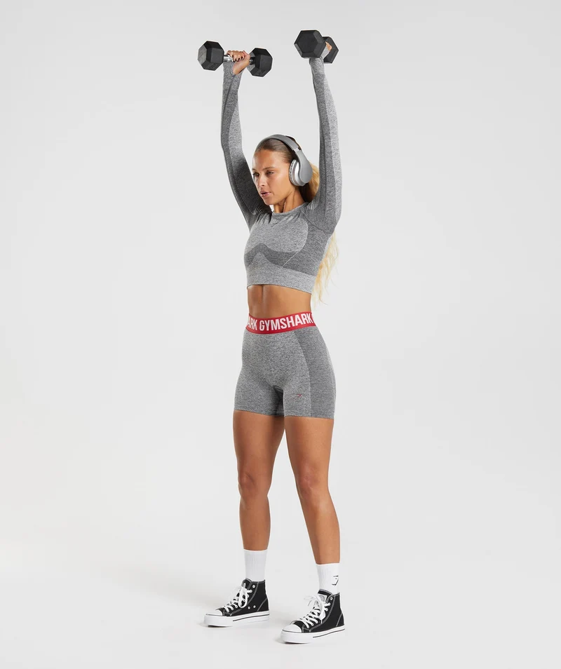 Gymshark Flex Long Sleeve Crop Top - Charcoal Grey Marl