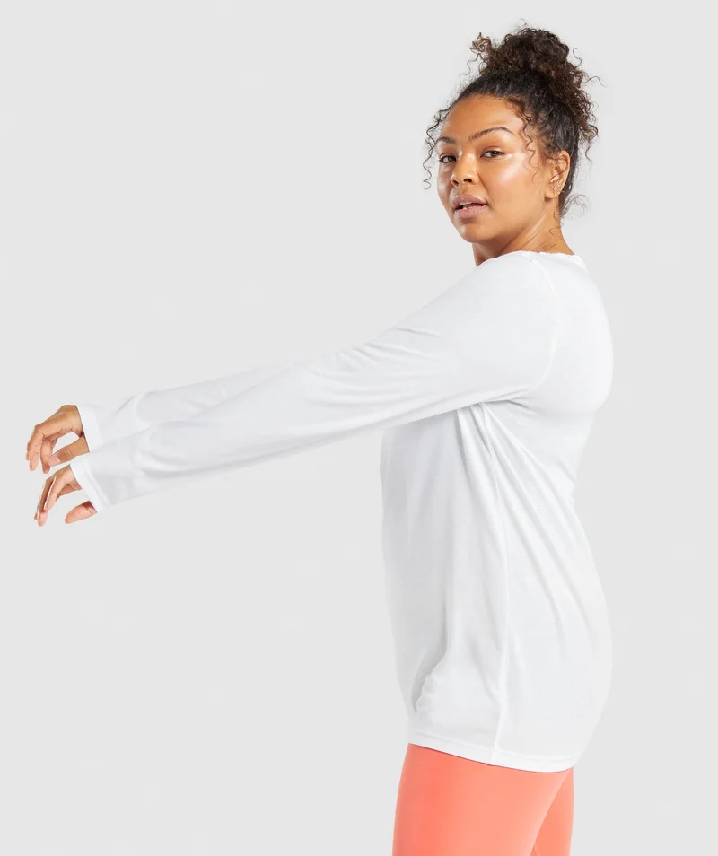 Gymshark Training Oversized Long Sleeve Top - White