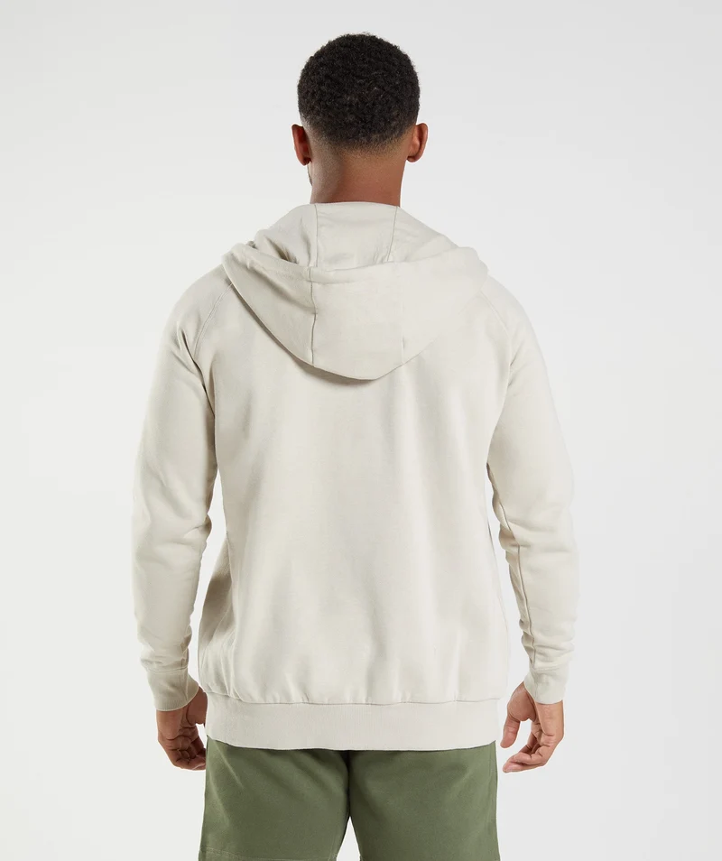 Gymshark Crest Zip Up Hoodie - Pebble Grey