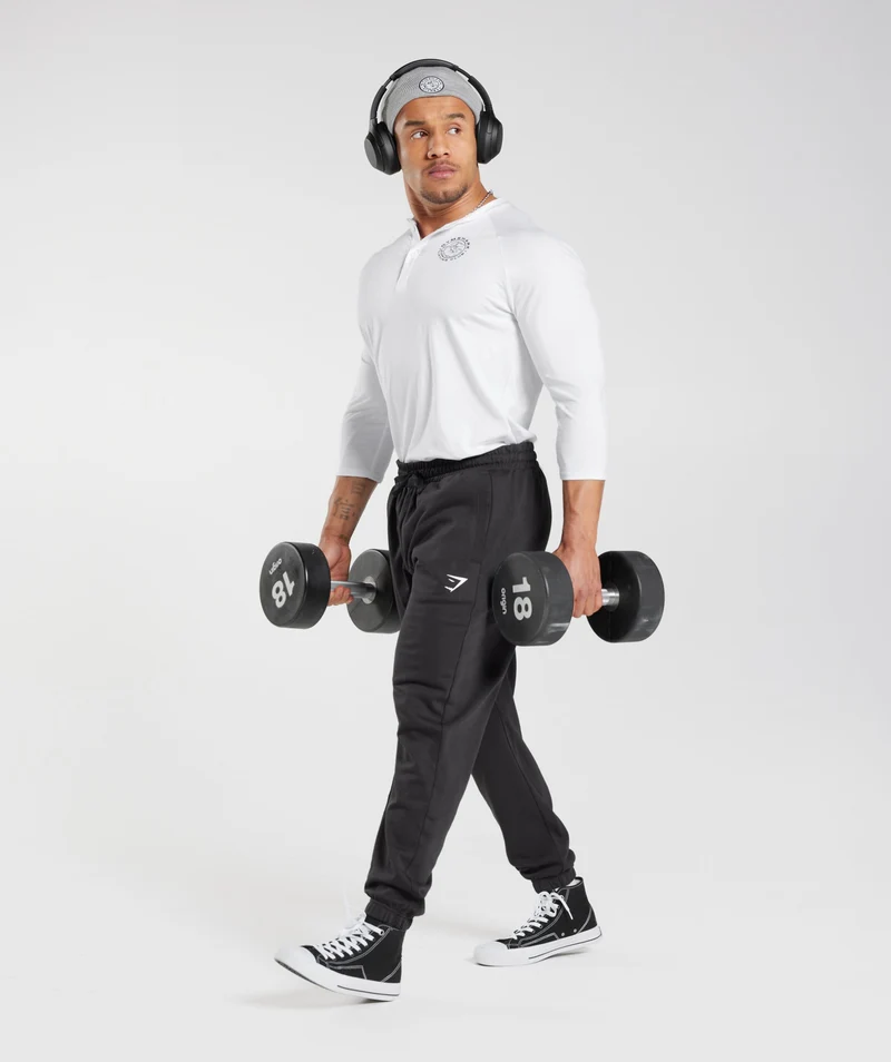 Gymshark Legacy Henley Top - White