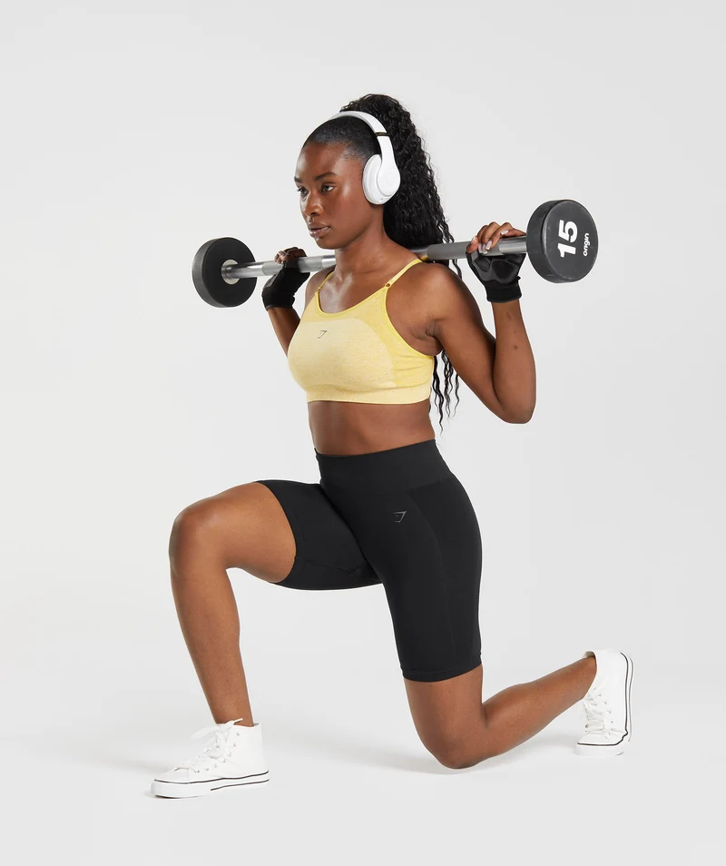 Gymshark Flex Strappy Sports Bra - Medallion Yellow/White Marl