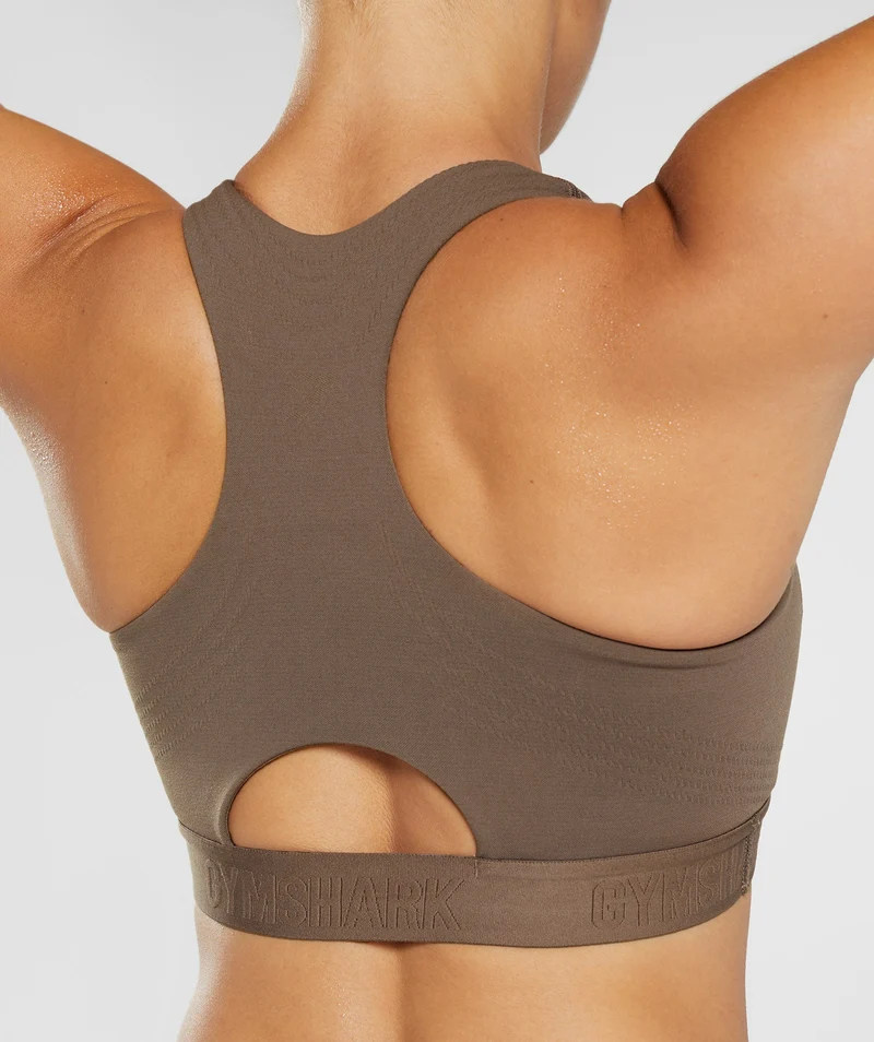 Gymshark 315 Performance High Neck Sports Bra - Soul Brown/Cement Brown