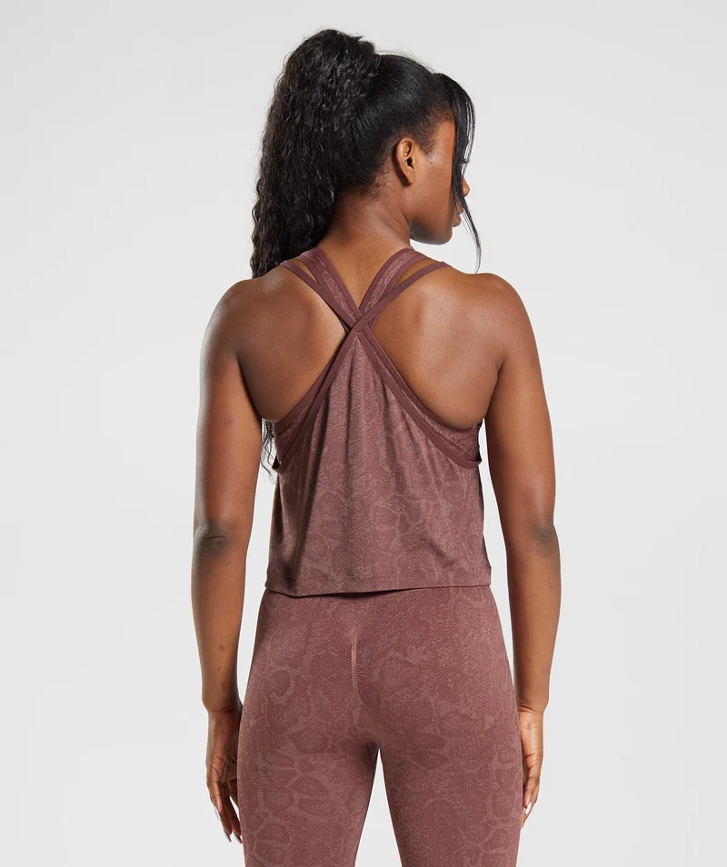Gymshark Adapt Animal Seamless Midi Tank - Blush Pink/Magenta Brown