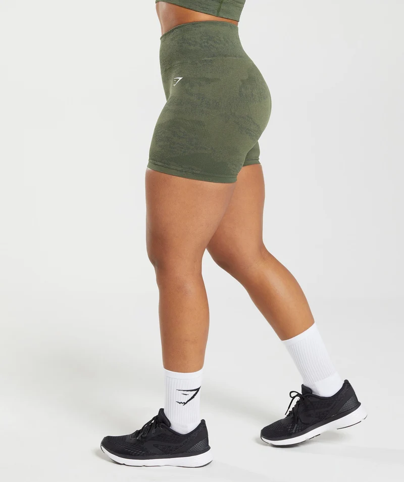 Gymshark Adapt Camo Seamless Shorts - Moss Olive/Core Olive