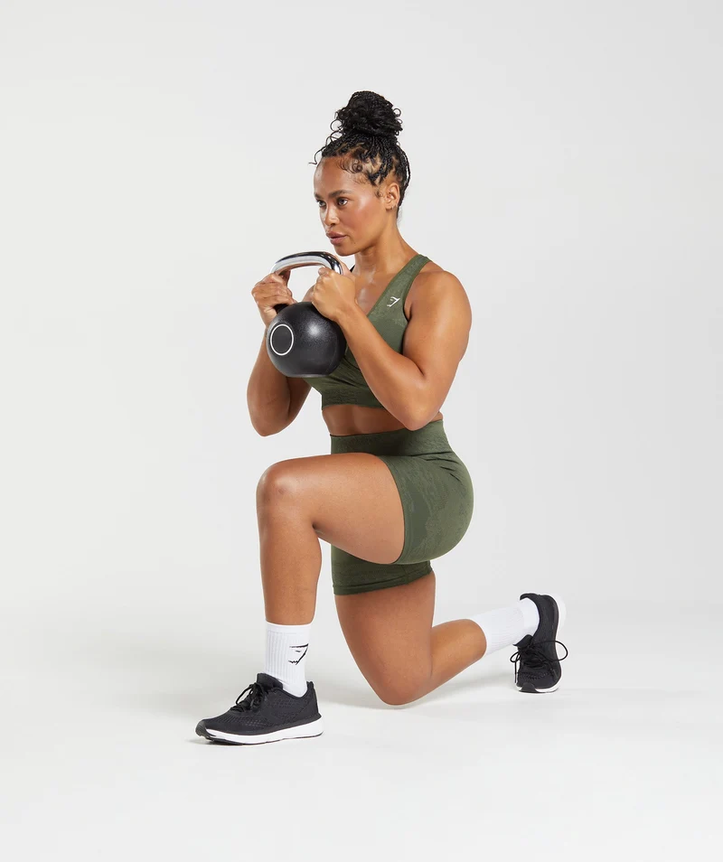Gymshark Adapt Camo Seamless Shorts - Moss Olive/Core Olive