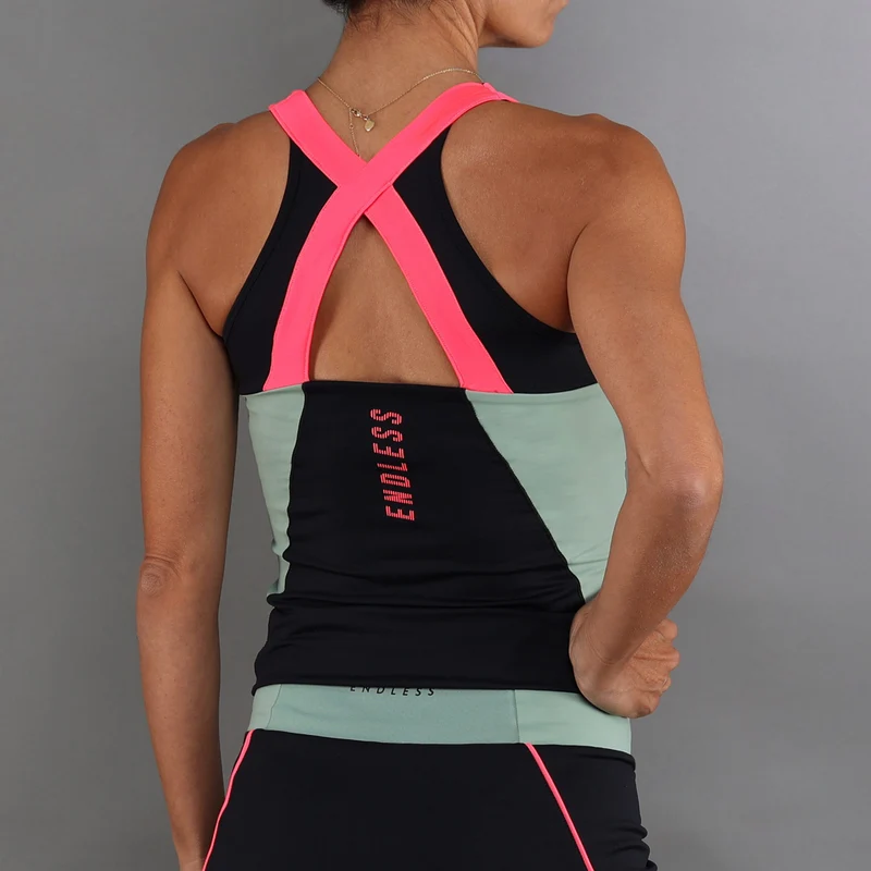 Grace Tank-Top Damen-Schwarz,Grün