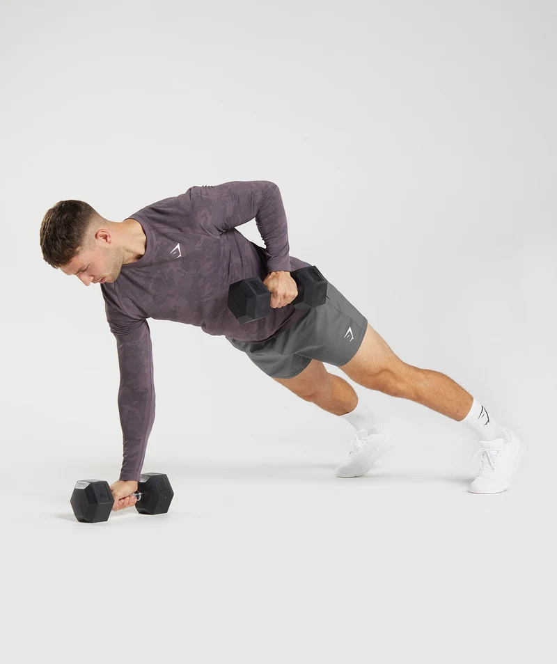 Gymshark Geo Seamless Long Sleeve T-Shirt - Musk Lilac/Black