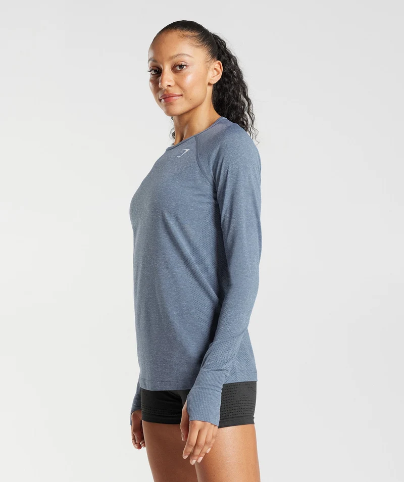Gymshark Vital Light Long Sleeve Top - Evening Blue Marl