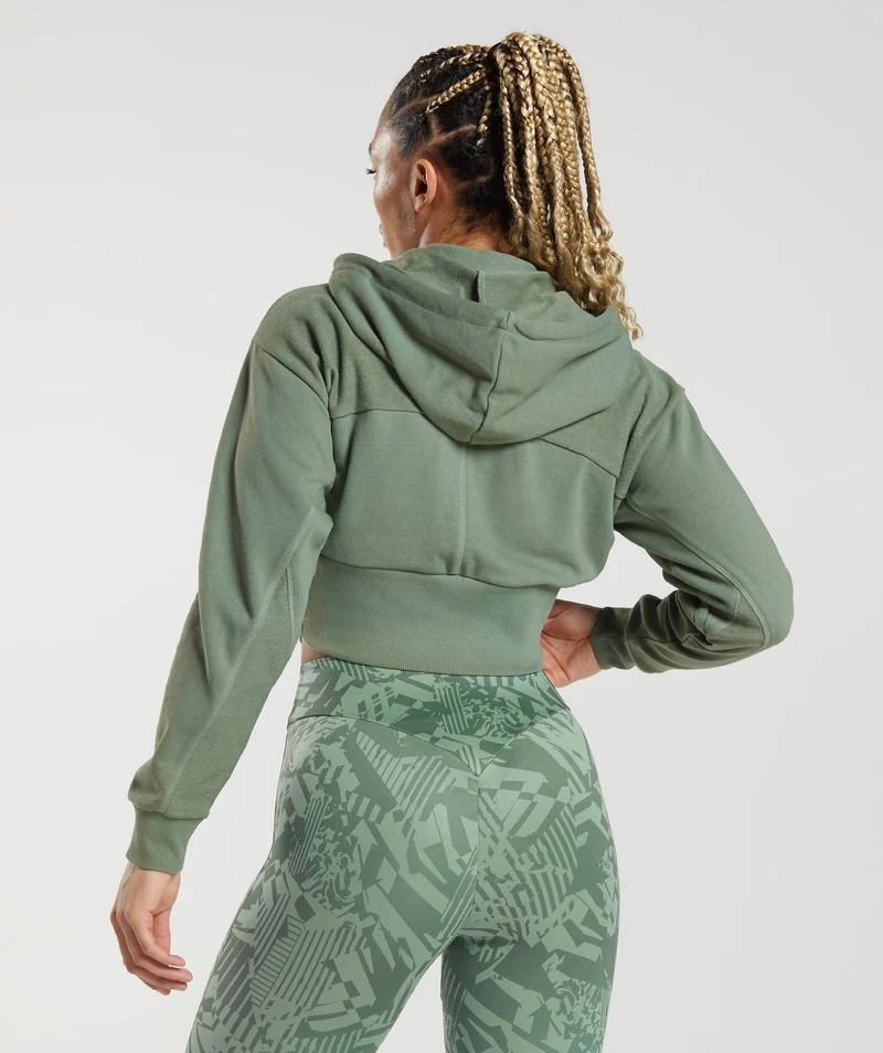 Gymshark GS Power Crop Zip Hoodie - Willow Green