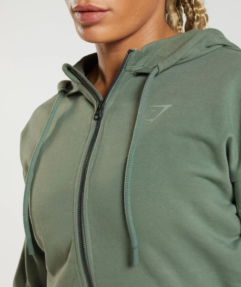 Gymshark GS Power Crop Zip Hoodie - Willow Green