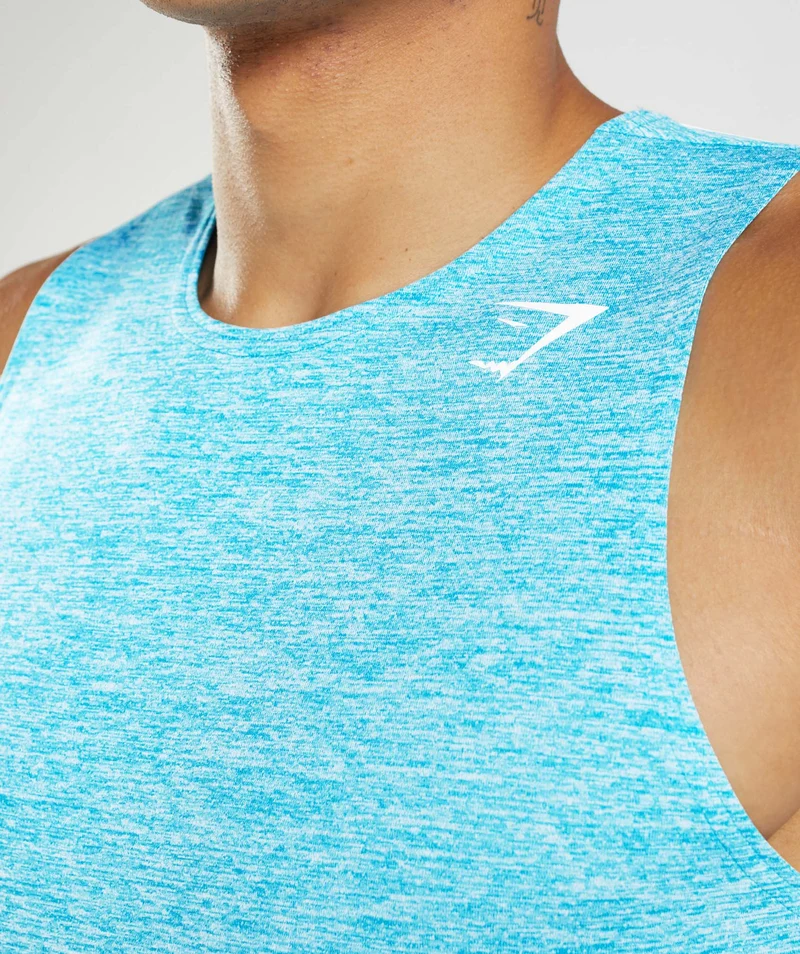 Gymshark Arrival Slim Marl Tank - Shark Blue/White Marl